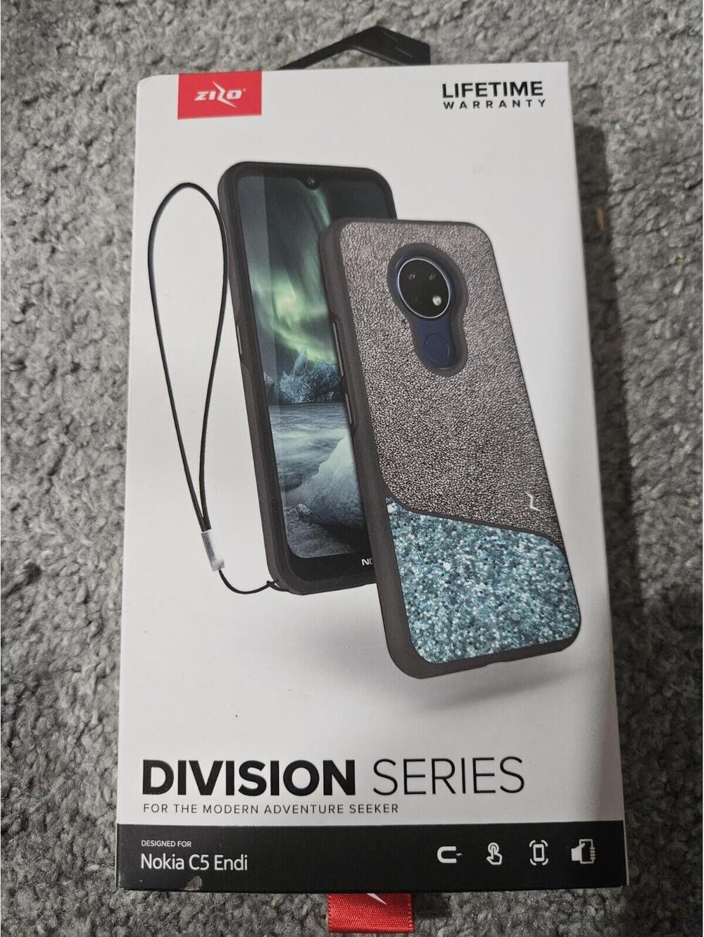Phone Case For Nokia C5 Endi Zizo Division Series Grey And Blue With Glitter